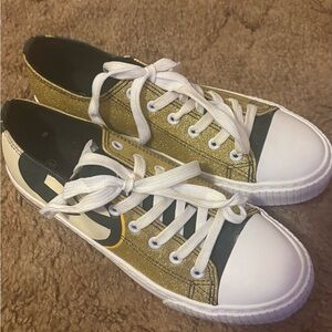 Green Bay Packers Gold and Black Sneakers with White Laces